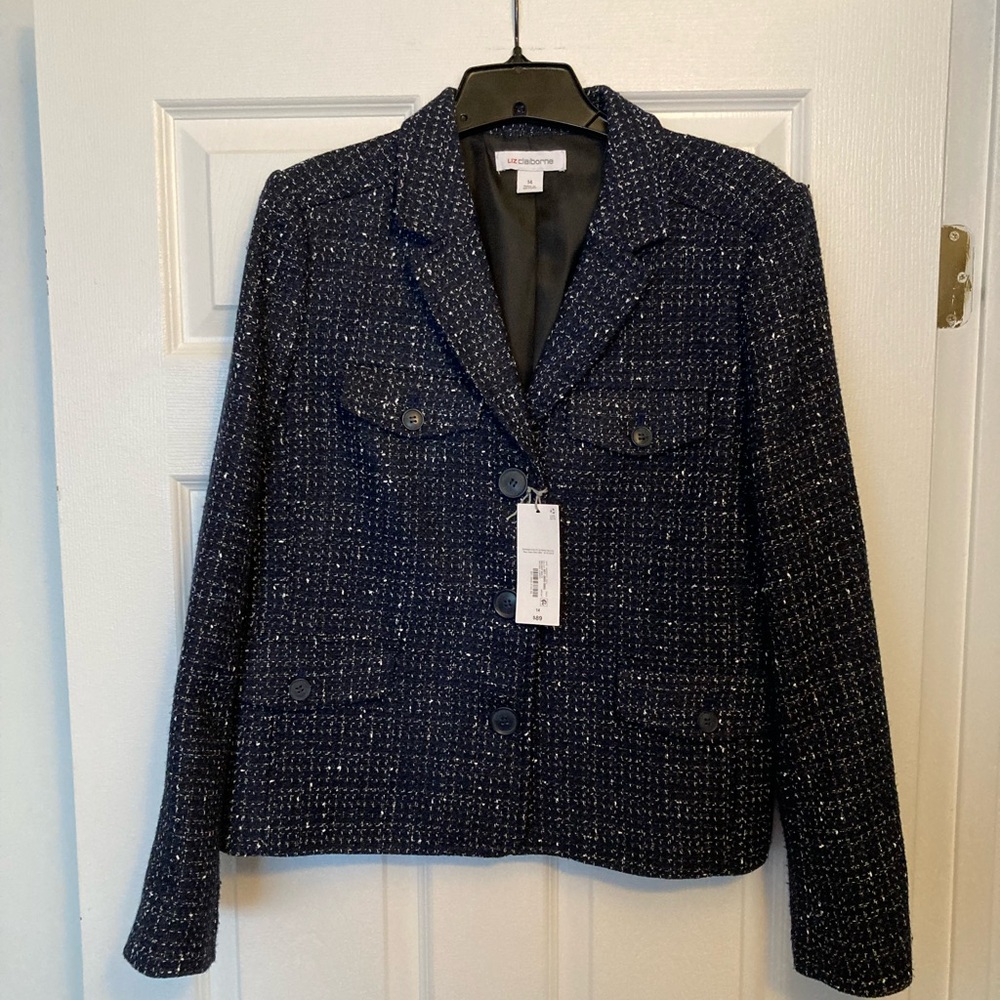 NWT Women's Navy Tweed Jacket